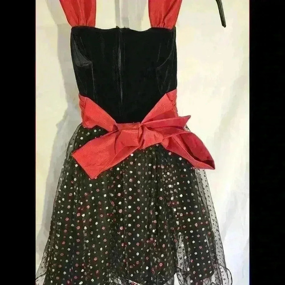 Charming Black and Red Polka Dot Dress for Girls - Picture 6 of 10